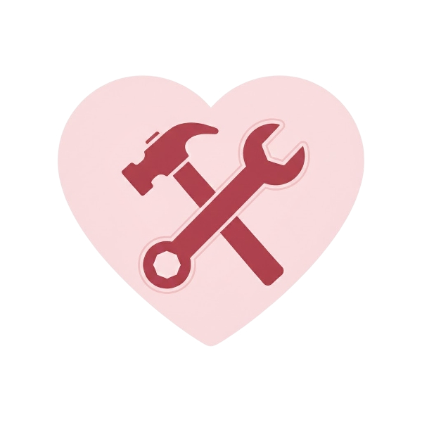 Pink heart and Hammer and wrench