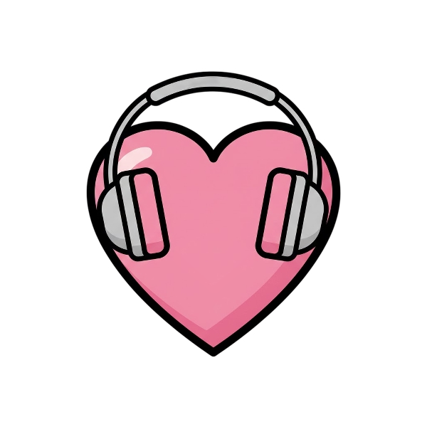 Pink heart and Headphone