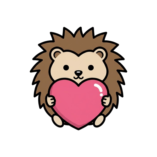 Pink heart and Hedgehog