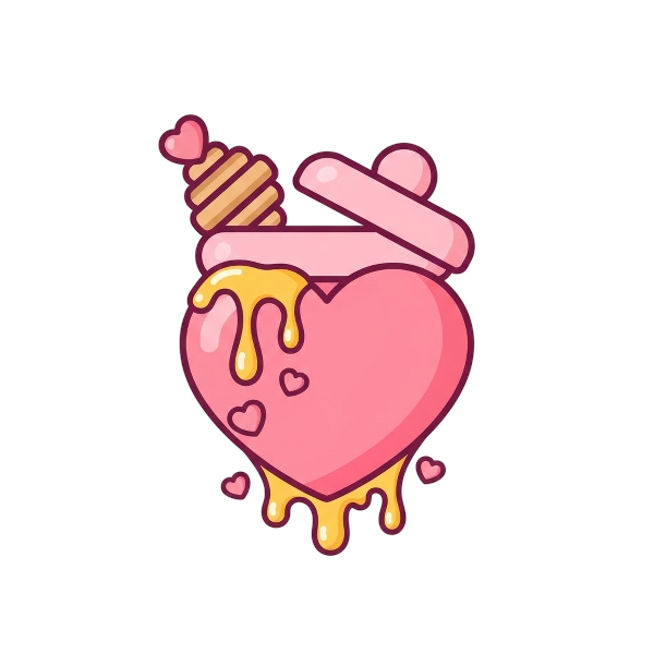 Pink heart and Honey pot