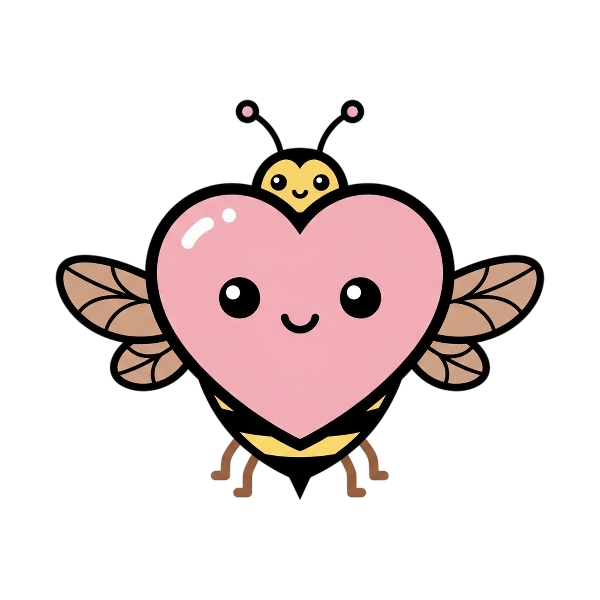 Pink heart and Honeybee