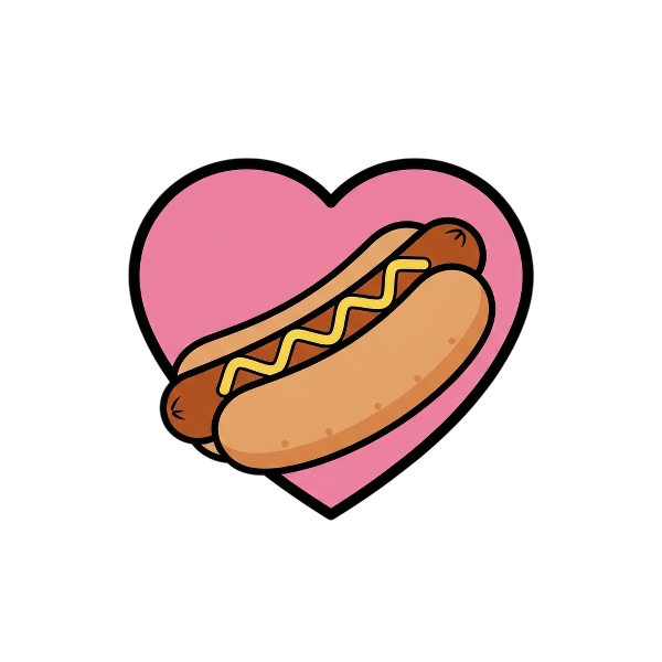 Pink heart and Hot dog