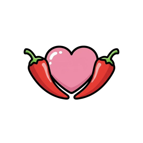 Pink heart and Hot pepper