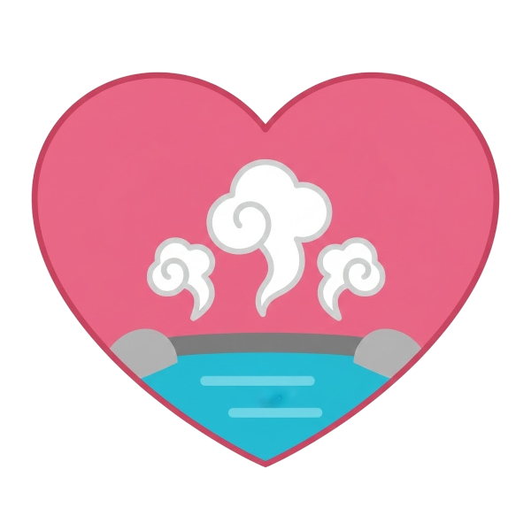 Pink heart and Hot springs