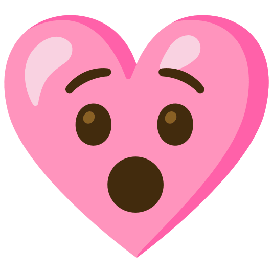 Pink heart and Hushed face