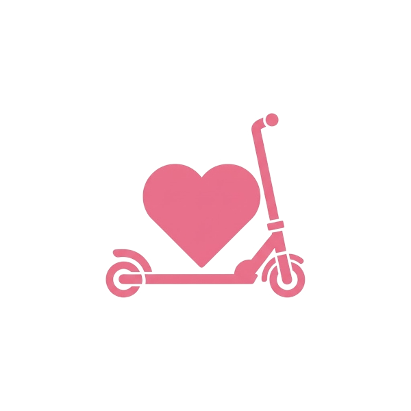 Pink heart and Kick scooter