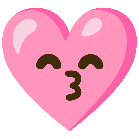 Pink heart and Kissing face with smiling eyes
