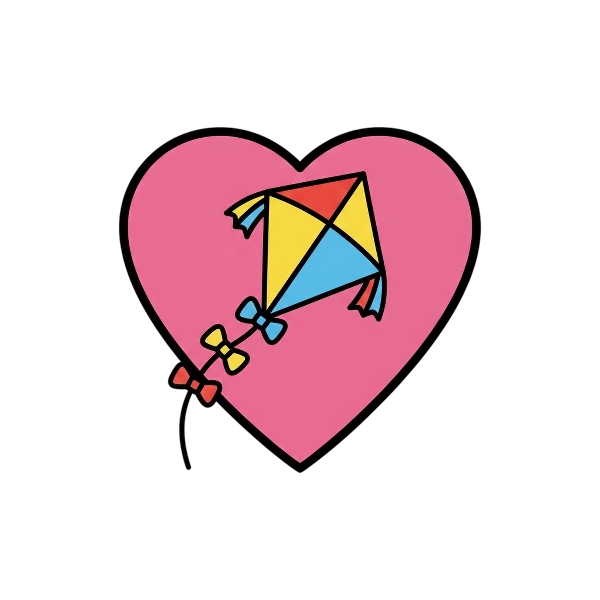 Pink heart and Kite