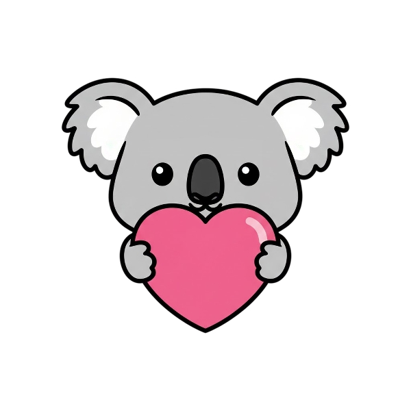 Pink heart and Koala