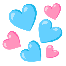 pink heart and light blue heart