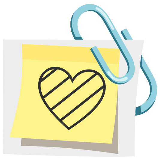 Pink heart and Linked paperclips