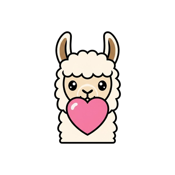 Pink heart and Llama