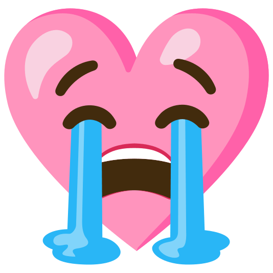 Pink heart and Loudly crying face