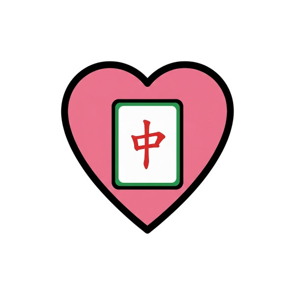 Pink heart and Mahjong red dragon