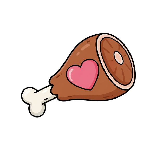 Pink heart and Meat on bone