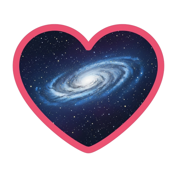 Pink heart and Milky way