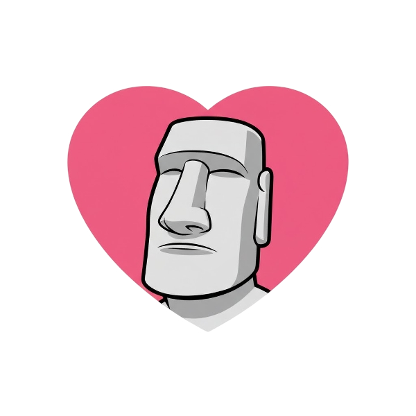 Pink heart and Moai