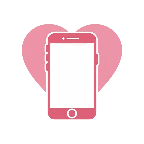 Pink heart and Mobile phone