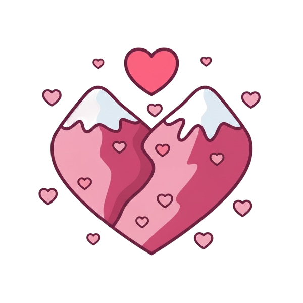 Pink heart and Mountain