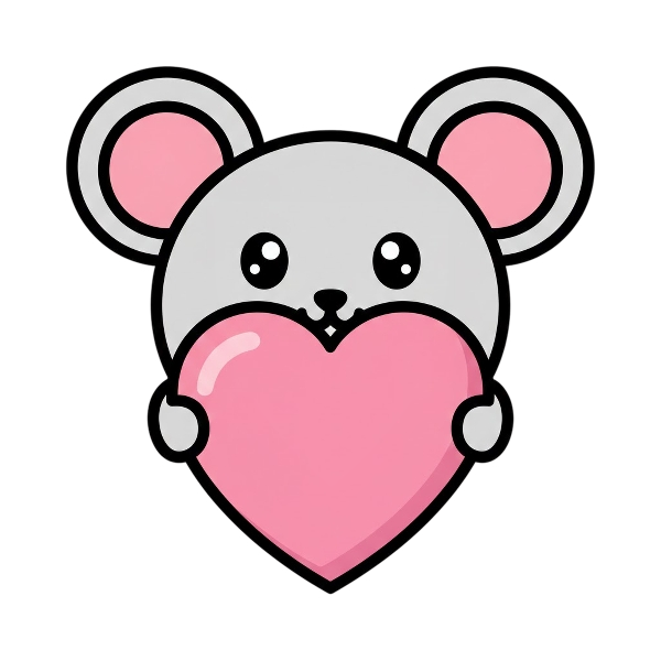 Pink heart and Mouse face