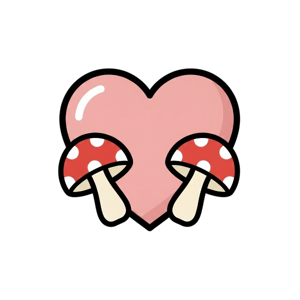 Pink heart and Mushroom