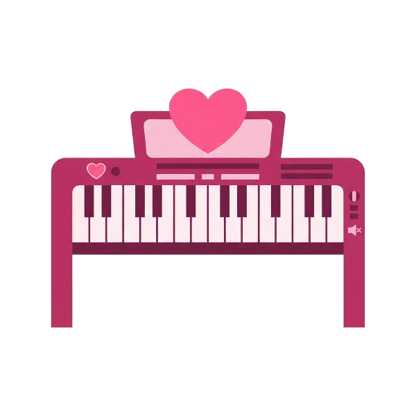 Pink heart and Musical keyboard