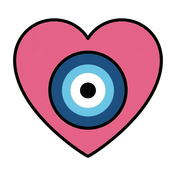 Pink heart and Nazar amulet