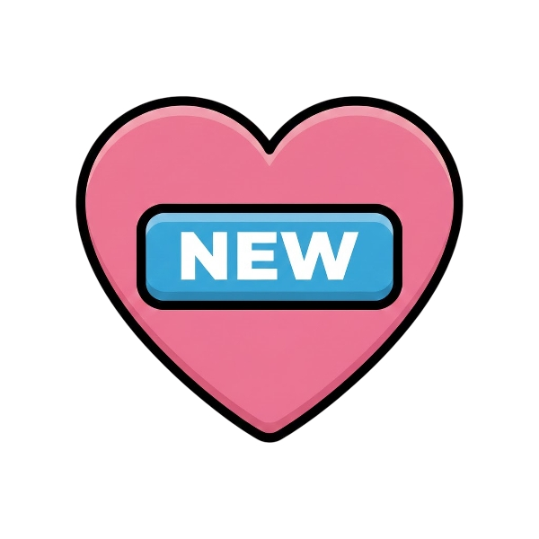 Pink heart and NEW button