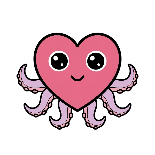 Pink heart and Octopus
