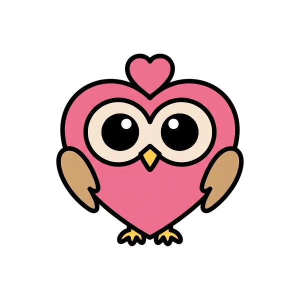 Pink heart and Owl