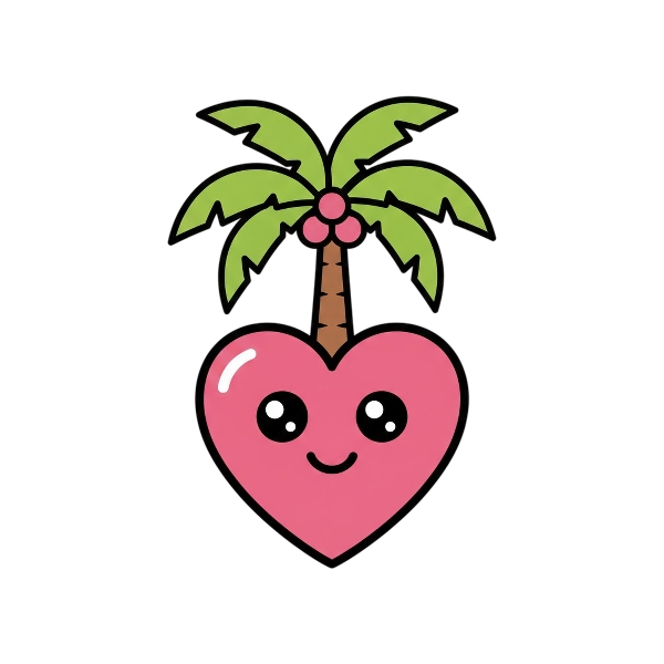 Pink heart and Palm tree