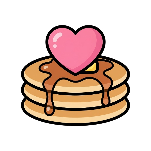 Pink heart and Pancakes