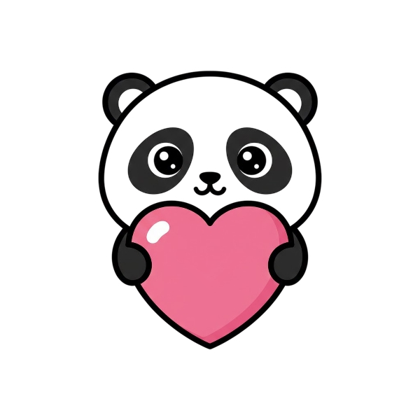 Pink heart and Panda