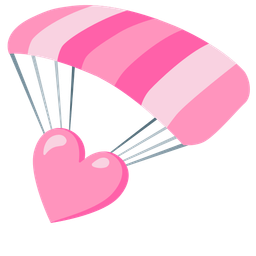 pink heart and parachute