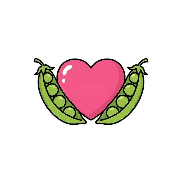 Pink heart and Pea pod