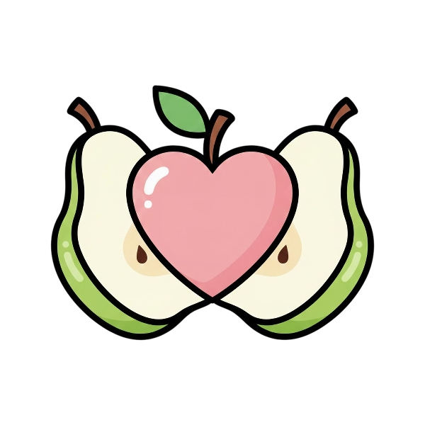 Pink heart and Pear