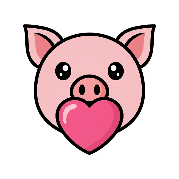 Pink heart and Pig face