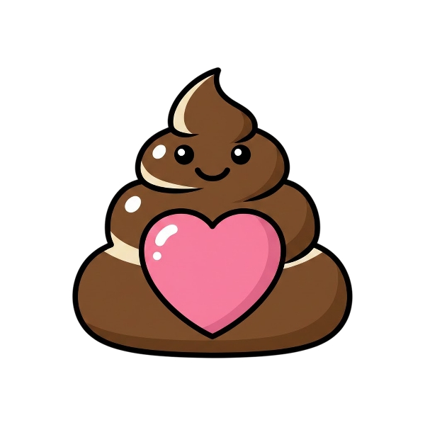 Pink heart and Pile of poo