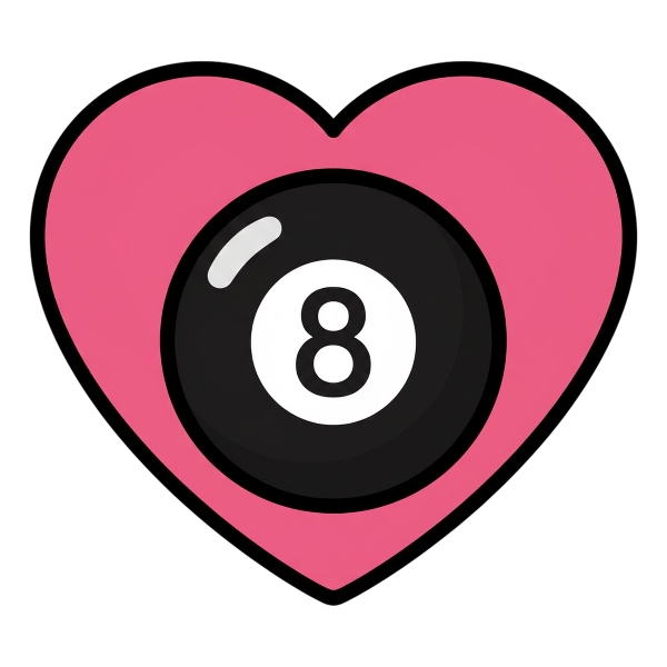 Pink heart and Pool 8 ball