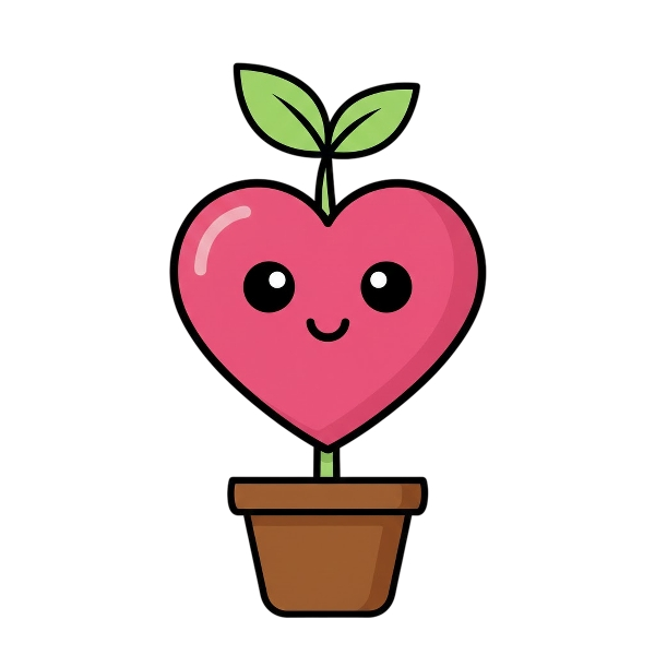 Pink heart and Potted plant