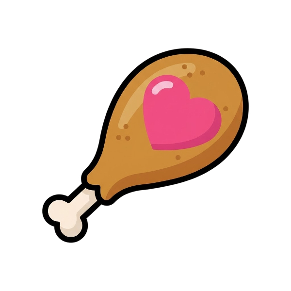 Pink heart and Poultry leg