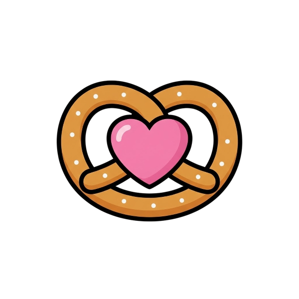 Pink heart and Pretzel