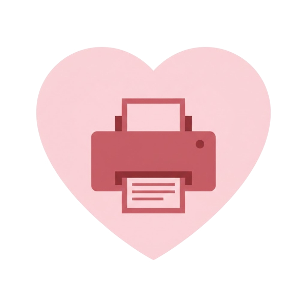 Pink heart and Printer