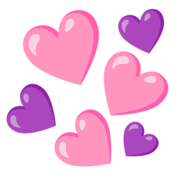 pink heart and purple heart
