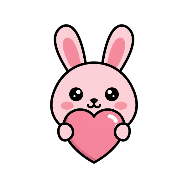 Pink heart and Rabbit face