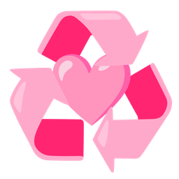 pink heart and recycling symbol
