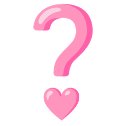 pink heart and red question mark