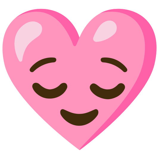 Pink heart and Relieved face