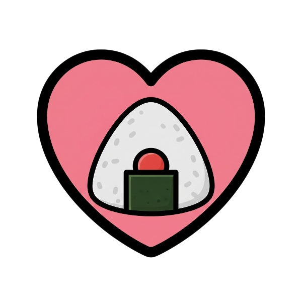 Pink heart and Rice ball