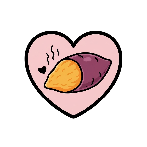 Pink heart and Roasted sweet potato